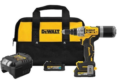 DeWalt DCF414GE2 20V Max XR Brushless Cordless 1/4'' Rivet Tool Kit + 2 Batteries
