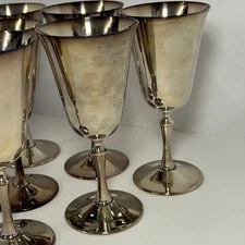 Antique De Uberti Italy Silver Plated Goblet Set Of Six Vintage Stemmed Cups