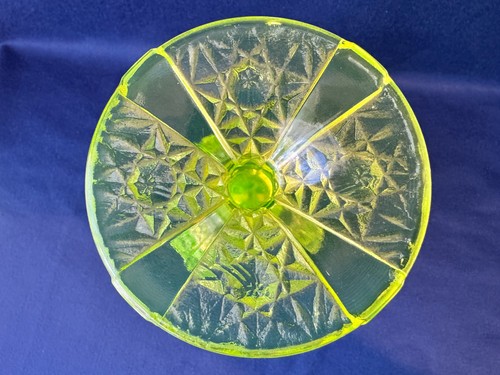 Uranium Glass Vaseline Opal Goblet Daisy & Button Pattern LG Wright Adams Glass - Picture 12 of 18