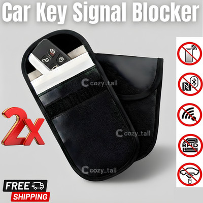  2 Pack Car Key Signal Blocker Case Faraday Cage Pouch Keyless RFID Blocking Bag