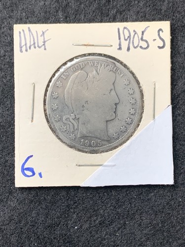 1905-S Barber Half Dollar 50 Cents 90% Silber gute Erhaltung
