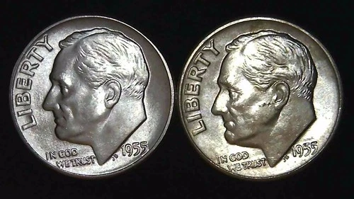 1955-P  D 10C Roosevelt Dime (2  Coins) BU 90% Silver 26ctt0111-5
