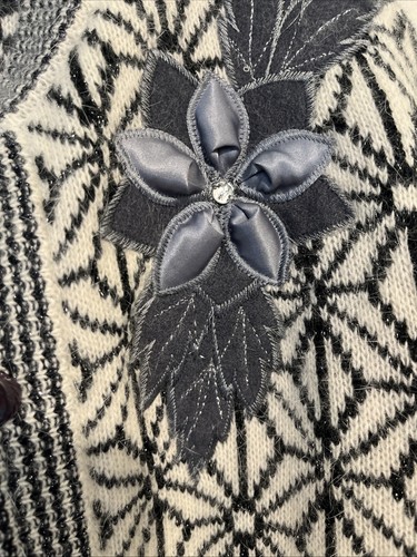 Vintage Lambswool M Sweater Set Cardigan Floral - Picture 3 of 13