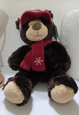 Hugfun St. Jude Travis Teddy Bear Plush Stuffed Animal Winter Scarf  Plaid Hat