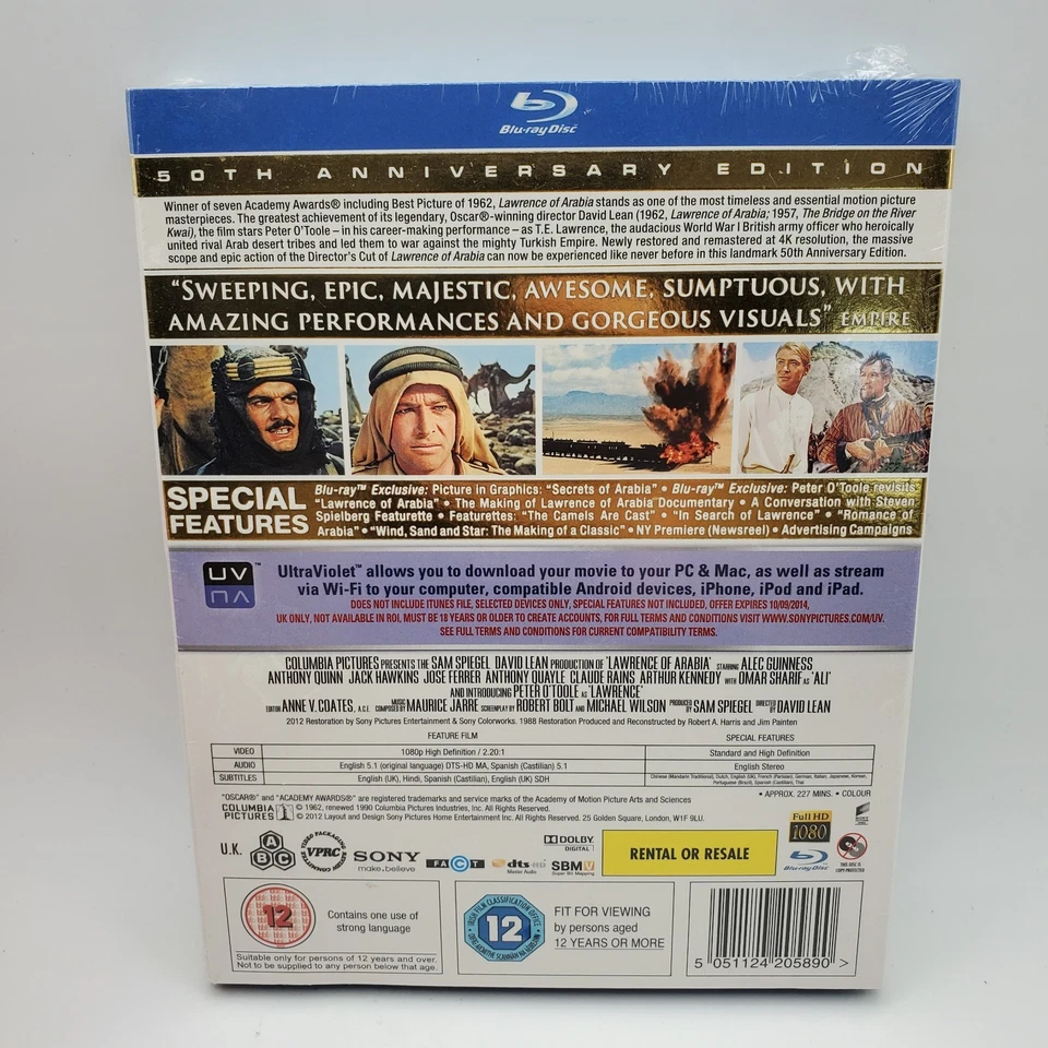 Lawrence of Arabia, 50th Anniversary Edition (Blu-ray, 1962) Region-Free *Read* - Image 2 of 4