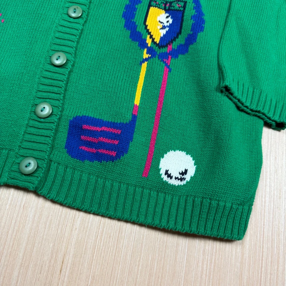 90s Vintage Golf Cardigan Sweater Women's Large EP Pro Fun Art aop argyle - Image 2 of 4