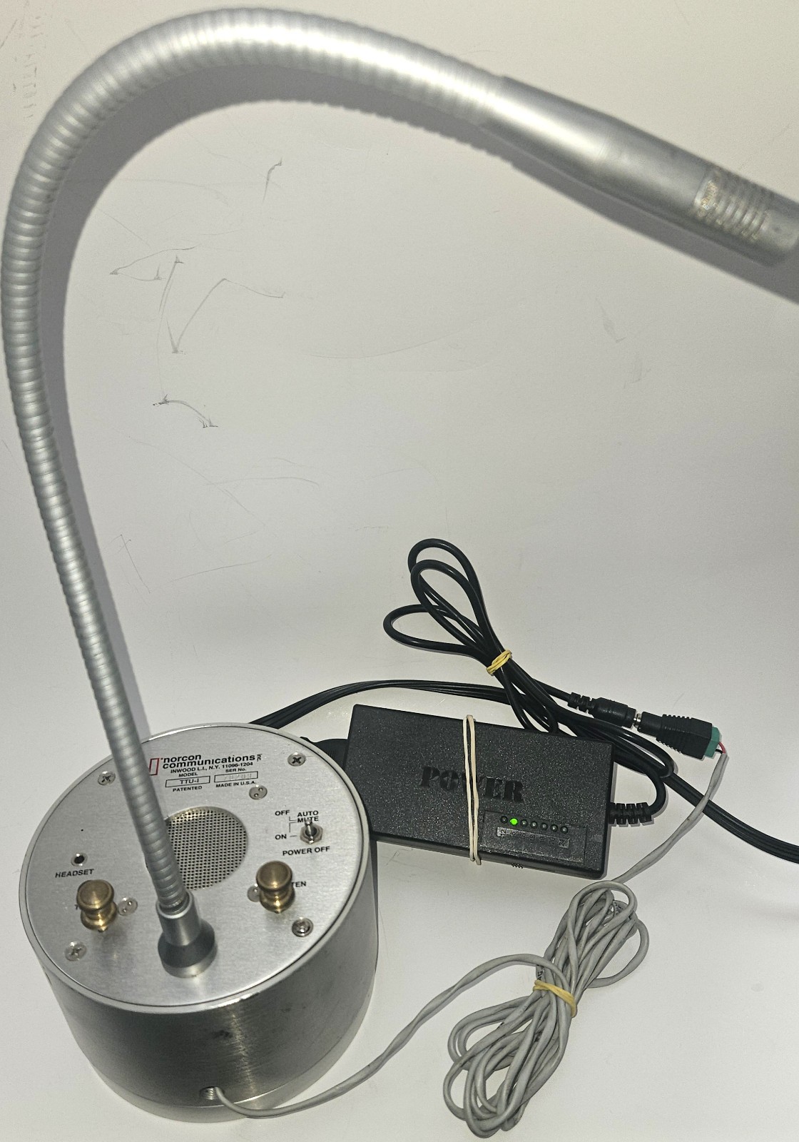 Norcon Communications TTU-1 Talk-Thru Intercom Microphone Tested Working 15 VDC