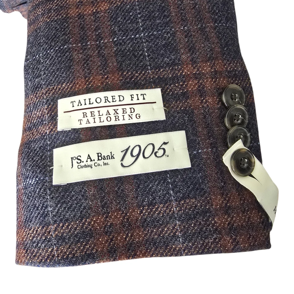 New Jos. A Bank Tailored Fit Blazer 42r Fleece Plaid Checked - Image 3 of 4