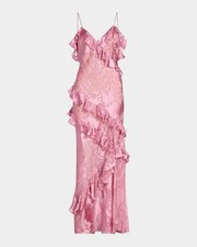 NWT LoveShackFancy Dean Silk-Blend Ruffle Maxi Dress Size US0