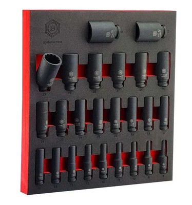 Britool Hallmark LDBMPSET836 1/2'' Drive Deep Impact 12pt Sockets 25 Piece Set
