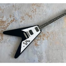electric guitar solid black high glossy black rosewood fingerboard white dots i