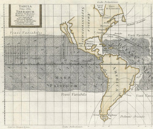 Map "Tabula Totius Orbis Terrarum Exhibens Declinationes Magneticas" Halley 1701 - Picture 3 of 5