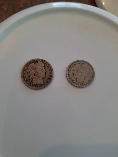 1910 BARBER QUARTER AND 1910 LIBERTY NICKEL
