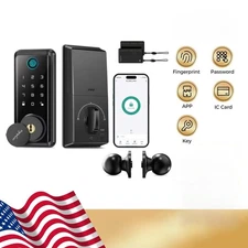 Keyless Entry Door Lock Deadbolt with Handle Set Waterproof 5-in-1 Fingerprint
