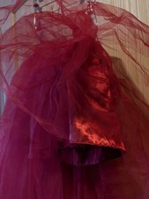 Women's Hi-Lo Long Tulle Skirt Layered Petticoat Red Tutu Skirt Dance