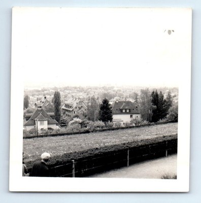Old Vintage Square Photo DOWNTOWN CITY STREET SCENE AERIAL VIEW SNAPSHOT PIC