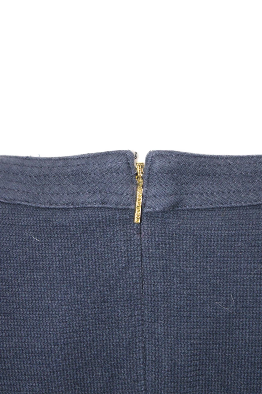 Abito donna Tory Burch con zip posteriore senza maniche scollo a scoop in maglia blu navy taglia media