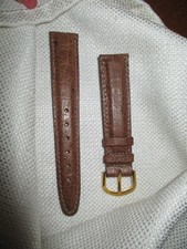 watchstrap watch band strap  18mm  gold genuine exotic ostrich grain  light brow