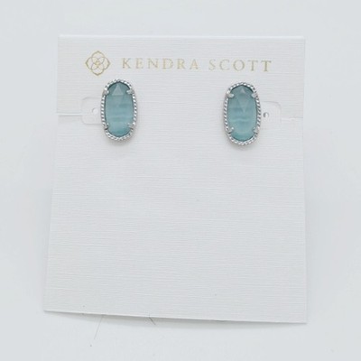 New Kendra Scott Ellie Stud Earrings In Light Blue Illusion / Silver