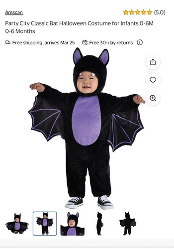 Baby Halloween Kostüm 6-12M klassisch schwarz Fledermaus Anzug selbst Verkleidung Neu im Karton - Bild 6 von 10
