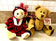 Lot of Two Soft Plush Stuffed Teddy Bears by Dan Dee Brass Button - 7