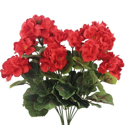 CISDUEO 2 Pcs Artificial Geranium Flowers for Outdoors Silk Red