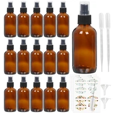 STARSIDE 16 Pack 4 oz Amber Glass Spray Bottles with Fine Mist Sprayer & Dust...