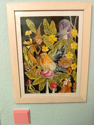 Zeichnung Malerei Gemälde ABBA Fabelwesen Fee Elfe Natur Deva Fliegenpilz Floral