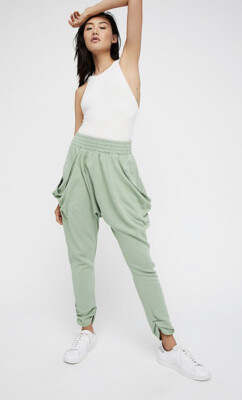 Free People FP Beach So Cool June Bug Harem Pants Slouchy Drape Pocket XS 