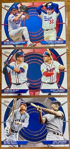 2025 Topps Series 2 Dynamic Duos Insert Lot (3) - Kershaw/Koufax/Ruth/Gehrig