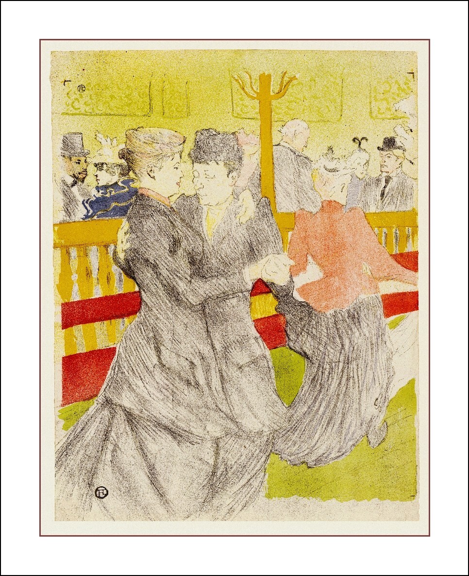 Poster lithographique 60x75cm Toulouse-Lautrec Moulin Rouge - Estampe décoration murale