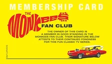 THE MONKEES FAN CLUB MEMBERSHIP CARD