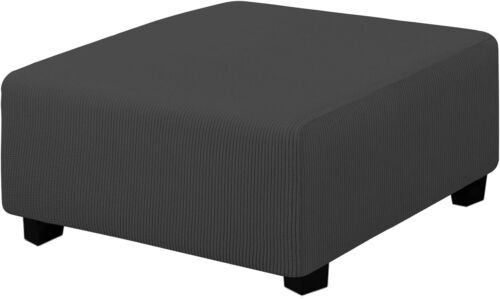 Easy-Going Stretch Square Ottoman Cover 40x40x15 inch Medium-XL, Dark Gray