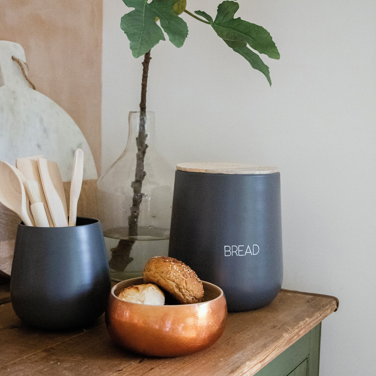 KitchenCraft Serenity Grey Steel Tea Coffee Sugar Bread Bin Canister