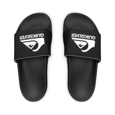 Quiksilver Men\'s Black and Gray Slide Sandals Quiksilver Mens Rivi Wordmark Slide Sandals – ShopCGX main image 4