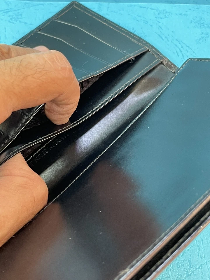 Autêntico perfeito estado S.T. Bolsa carteira Dupont Bifold CARTÕES couro preto unissex R6 - Imagem 3 de 4