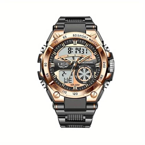 LIGE Men's Military-Style Digital Watch - 1968.5inch Water Resistant, LED Displa - Picture 5 of 9