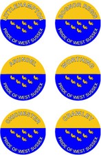 Various West Sussex Pride TWO PACK - Car Bumper Vinyl Decal County Sticker 