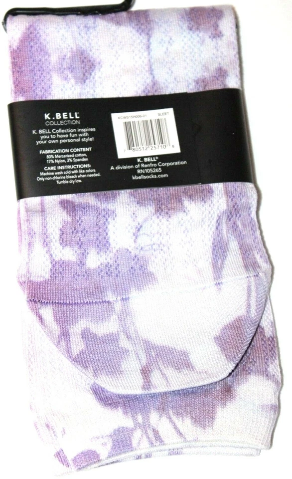 K. Bell Mujer Púrpura Floral Crew Calcetines Zapato Talla 4-10/Calcetín Talla 9-11 Foto 4 de 4