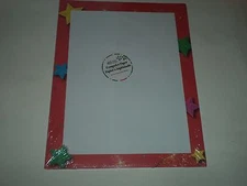 40 Sheets Of White Computer Paper With Large Stars With Fireworks For Border