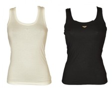 EMPORIO ARMANI women's tank top viscose wide shoulder with rhinestone logo item