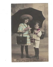 SB2604 THE FAMOUS LITTLE TRAUT  MODEL READY FOR SCHOOL UMBRELLA SCHOOLSTUFF RPPC
