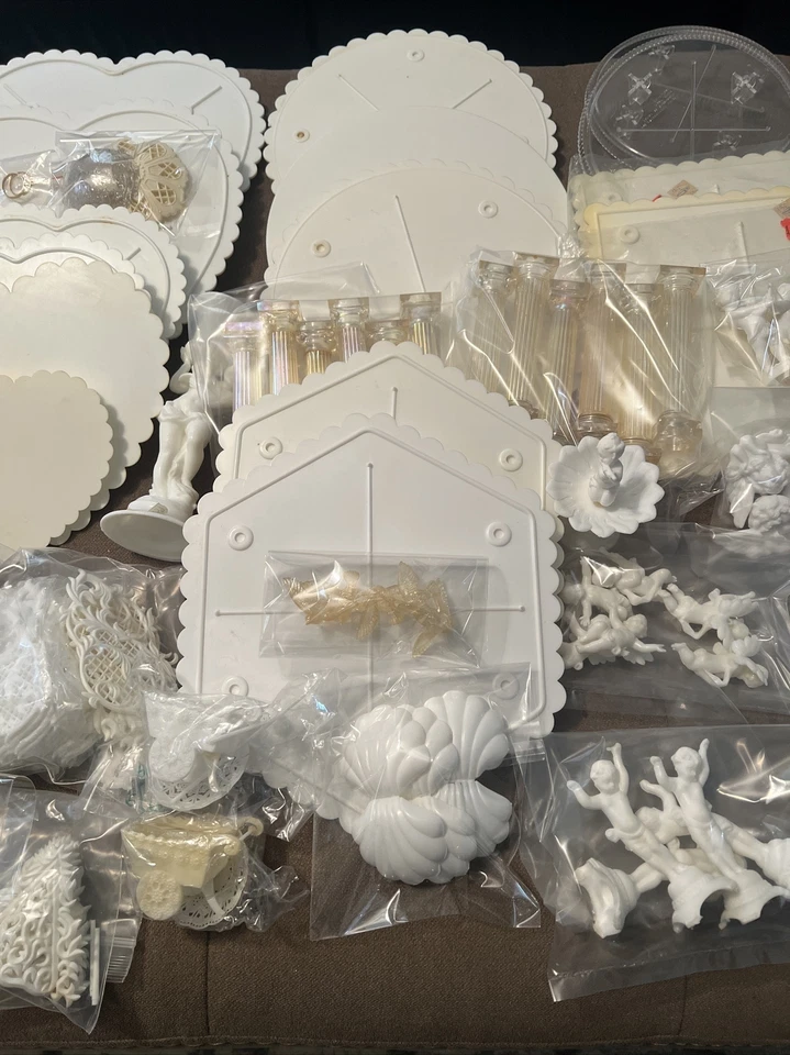 Vtg Wedding Cake Decor Mix Lot 200+Pc Trays Columns Topper Bells Decor 70’s-80’s - Image 4 of 4