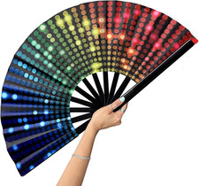 13 Inch Large Folding Fan-Hand Fan Popping Fan for Line Dancing Clacking Fans fo