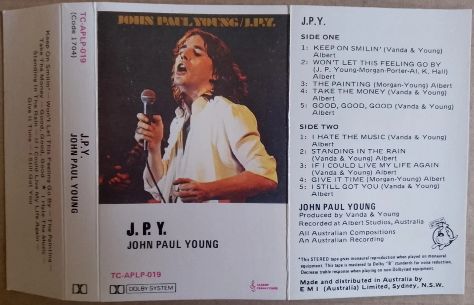 John Paul Young J.P.Y Cassette Tape Vanda  Albert EMI 1976 I Hate the Music - Image 3 of 4