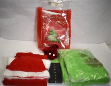 Green Santa Costume Set 7pcs Adult 3XL Mask Pants Belt Jacket Gloves Hat Socks