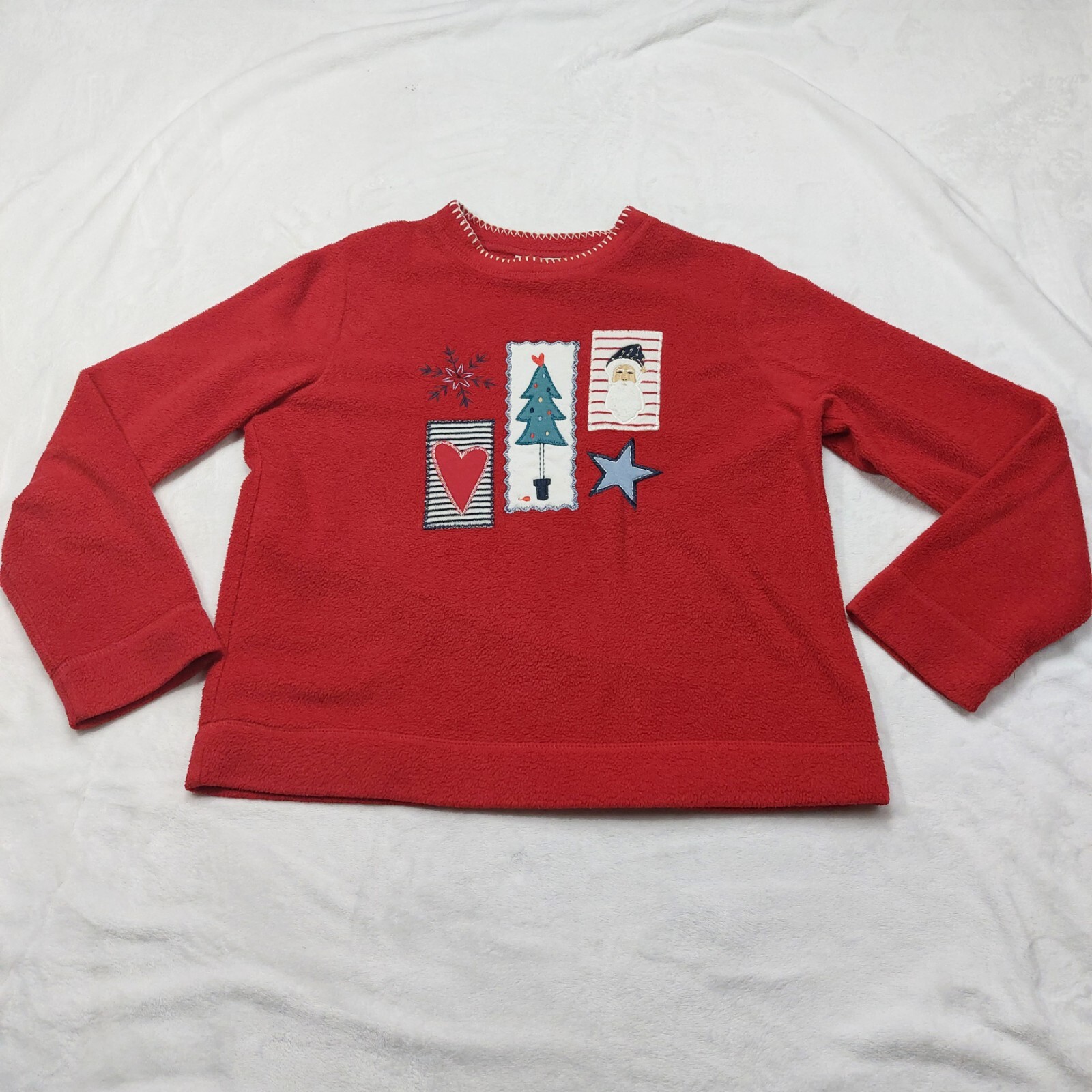 White Stag Women's Vintage Red Fleece Holiday Christmas Sweatshirt Size Small