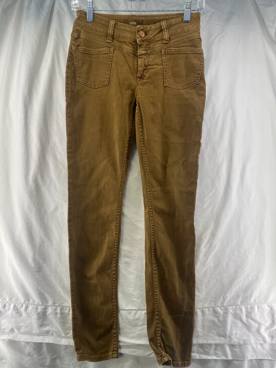 Closed Jeans Women's Brown/Gold Cotton Italy Skinny Baker Pants