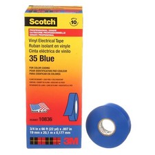 Scotch  Vinyl Color Coding Electrical Tape 35, 3/4 in x 66 ft, Blue