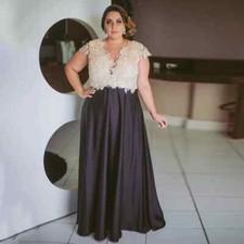 Elegant Cap Sleeve Plus Size Party Dresses A Line Long Mother Of The Bride Dress